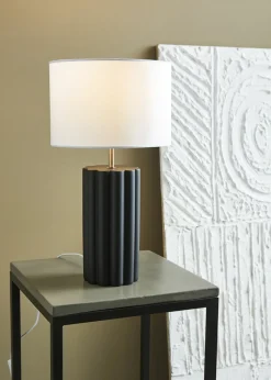 Sklep Kaja Czarna lampa nocna z białym abażurem 108221 | Kaja Oświetlenie