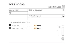 Sklep Kaja Czarna lampa ogrodowa stojąca słupek E27 AZ4444 SORANO | Kaja