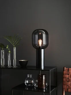 Sklep Kaja Czarna lampa stołowa klosz w kształcie żarówki 107479| Kaja