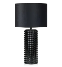 Sklep Kaja Czarna lampa stołowa z wypukłościami podstawce 107483 | Kaja