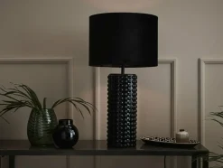 Sklep Kaja Czarna lampa stołowa z wypukłościami podstawce 107483 | Kaja