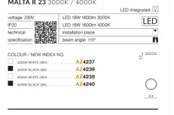 Sklep Kaja Czarna lampa sufitowa plafon LED 3000K AZ4239 MALTA | Kaja Oświetlenie