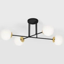 Clearance Czarna lampa sufitowa z białymi kloszami K-4914 ISLA | Kaja Żyrandole Nowoczesne