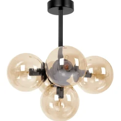 Hot Czarna lampa sufitowa z bursztynowym kloszem K-5367 z serii PIRO Żyrandole Nowoczesne