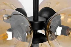 Hot Czarna lampa sufitowa z bursztynowym kloszem K-5367 z serii PIRO Żyrandole Nowoczesne