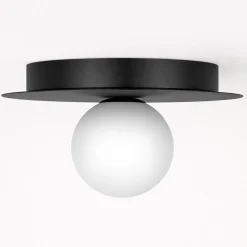 Sklep Kaja Czarna lampa sufitowa z białym kloszem ⌀10 cm K-5438 z serii ROBIN