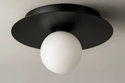 Sklep Kaja Czarna lampa sufitowa z białym kloszem ⌀10 cm K-5438 z serii ROBIN