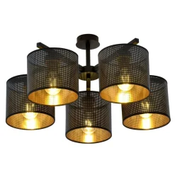 Sklep Kaja Czarna lampa sufitowa z dwukolorowymi abażurami 1144/5 JORDAN | Kaja