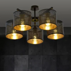 Sklep Kaja Czarna lampa sufitowa z dwukolorowymi abażurami 1144/5 JORDAN | Kaja