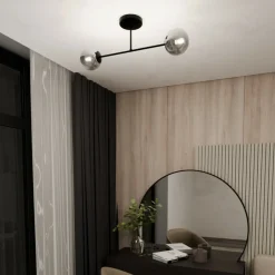 Discount Czarna lampa sufitowa z grafitowymi kloszami 1245/2 z serii ROMA Żyrandole Nowoczesne