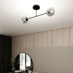 Discount Czarna lampa sufitowa z grafitowymi kloszami 1245/2 z serii ROMA Żyrandole Nowoczesne