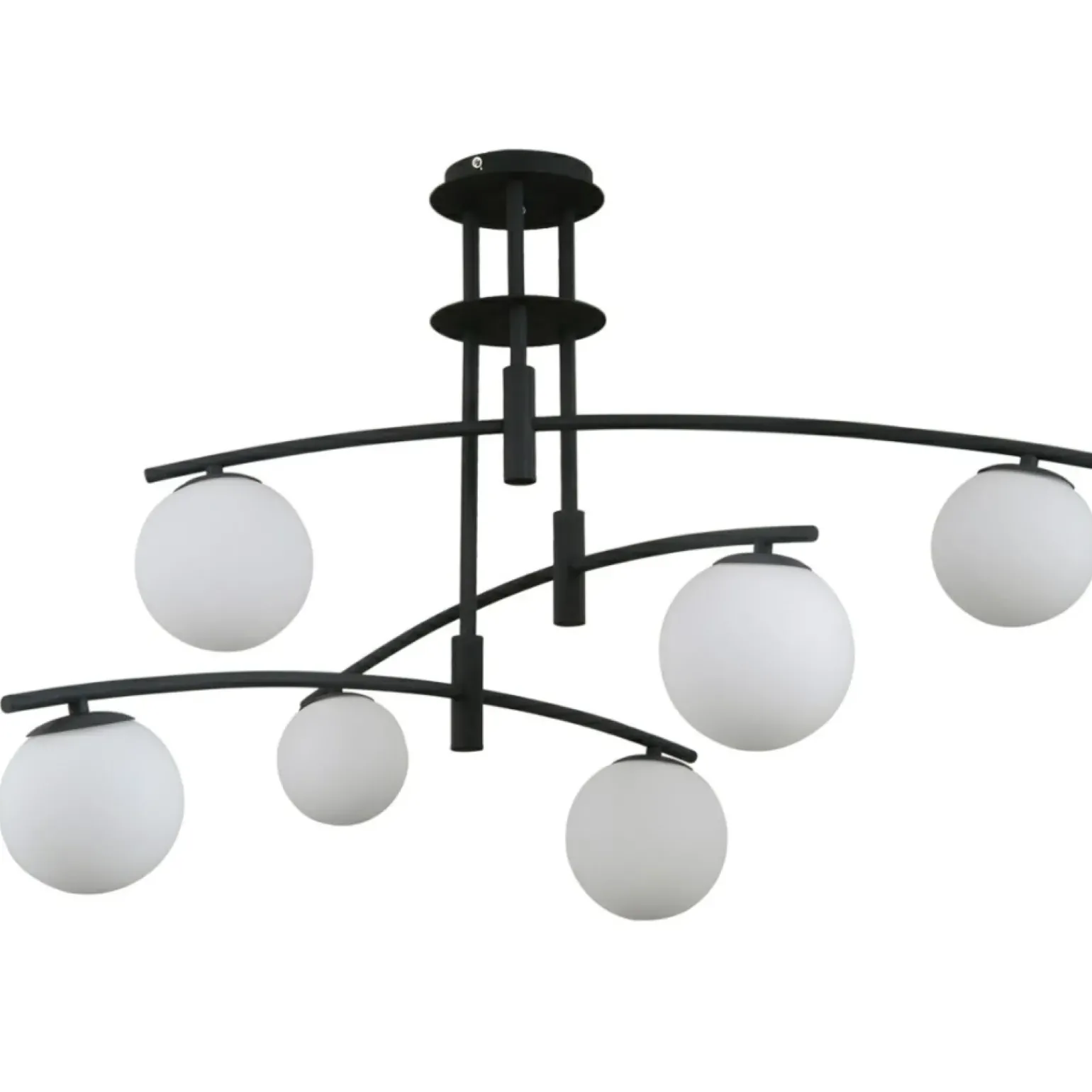 Store Czarna lampa sufitowa z kloszami PND-31322-6A-SB SENAI | Kaja Żyrandole Nowoczesne