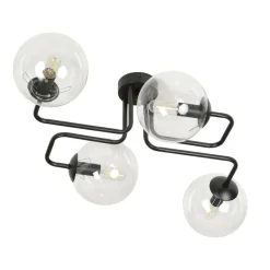 Flash Sale Czarna lampa sufitowa z transparentnymi kloszami 831/4 | Kaja Żyrandole Nowoczesne