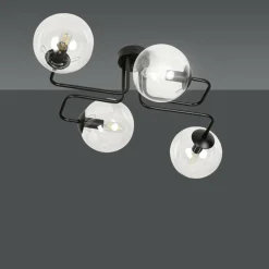 Flash Sale Czarna lampa sufitowa z transparentnymi kloszami 831/4 | Kaja Żyrandole Nowoczesne
