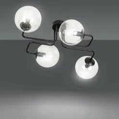 Flash Sale Czarna lampa sufitowa z transparentnymi kloszami 831/4 | Kaja Żyrandole Nowoczesne