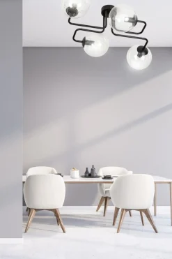 Flash Sale Czarna lampa sufitowa z transparentnymi kloszami 831/4 | Kaja Żyrandole Nowoczesne
