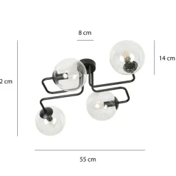 Flash Sale Czarna lampa sufitowa z transparentnymi kloszami 831/4 | Kaja Żyrandole Nowoczesne