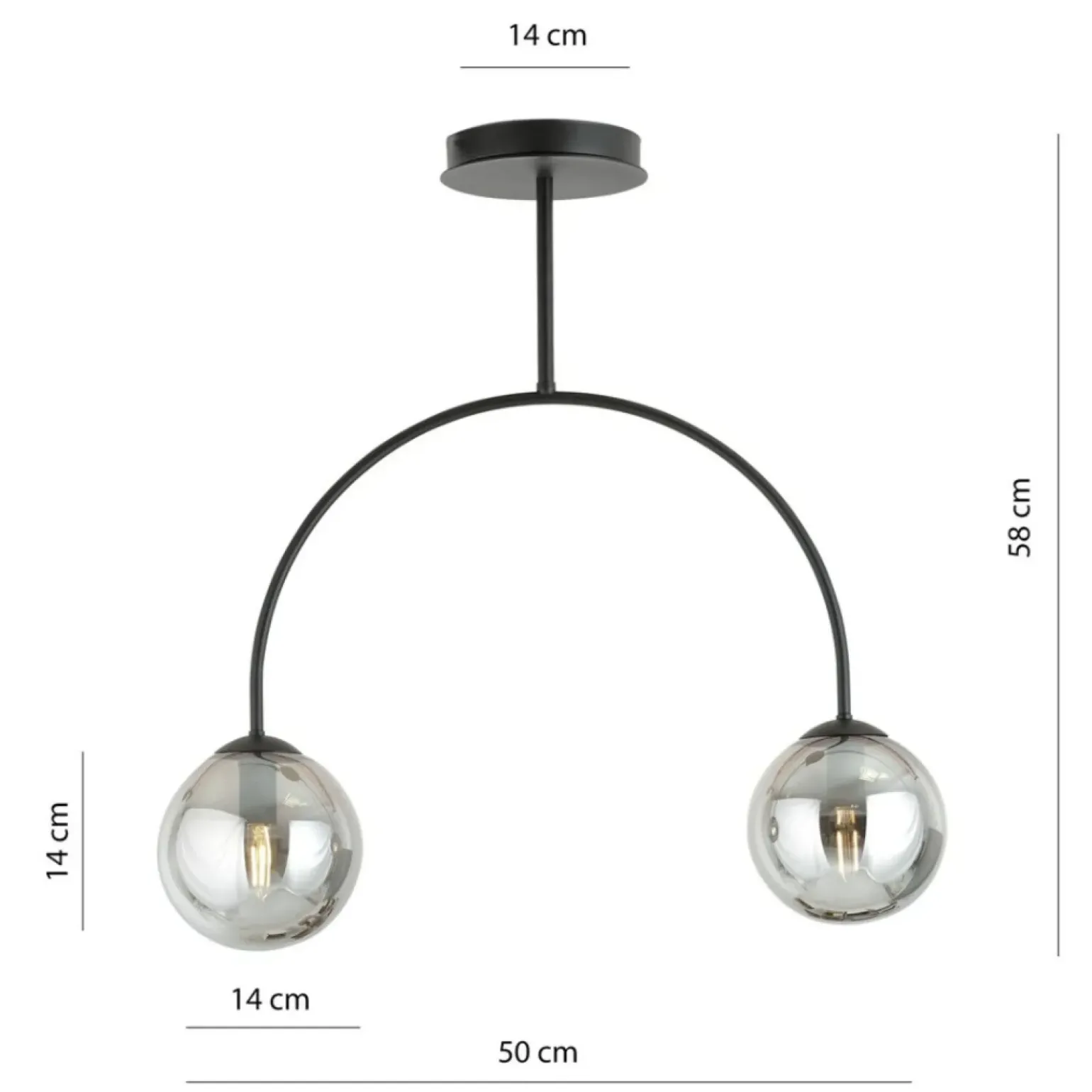 Best Czarna lampa sufitowa z wygiętym w łuk stelażem 1287/2 z serii ARCHI Żyrandole Nowoczesne