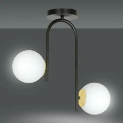Best Sale Czarna lampa sufitowa ze złotymi podkładkami 1032/2 RAGNAR | Kaja Żyrandole Nowoczesne