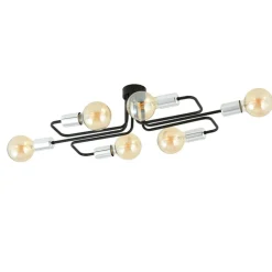 Discount Czarna lampa sufitowa ze srebrnymi oprawkami 1174/6A z serii VEKEN Żyrandole Nowoczesne