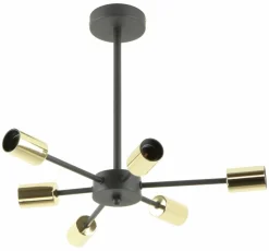 Clearance Czarna lampa sufitowa ze złotymi oprawkami ZM A8100-6 z serii MANDI Żyrandole Nowoczesne