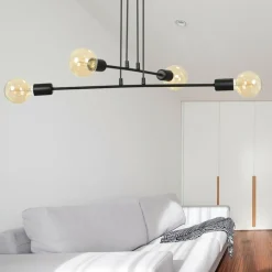 Store Czarna lampa w stylu loftowym na cztery żarówki 696/4 | Kaja Żyrandole Nowoczesne