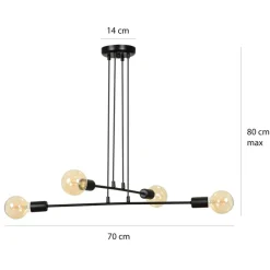 Store Czarna lampa w stylu loftowym na cztery żarówki 696/4 | Kaja Żyrandole Nowoczesne