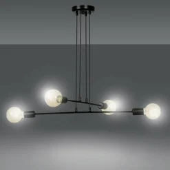 Store Czarna lampa w stylu loftowym na cztery żarówki 696/4 | Kaja Żyrandole Nowoczesne