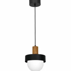 Best Sale Czarna lampa wisząca, drewniany element LX 4048 z serii CANAN | Kaja Żyrandole Nowoczesne