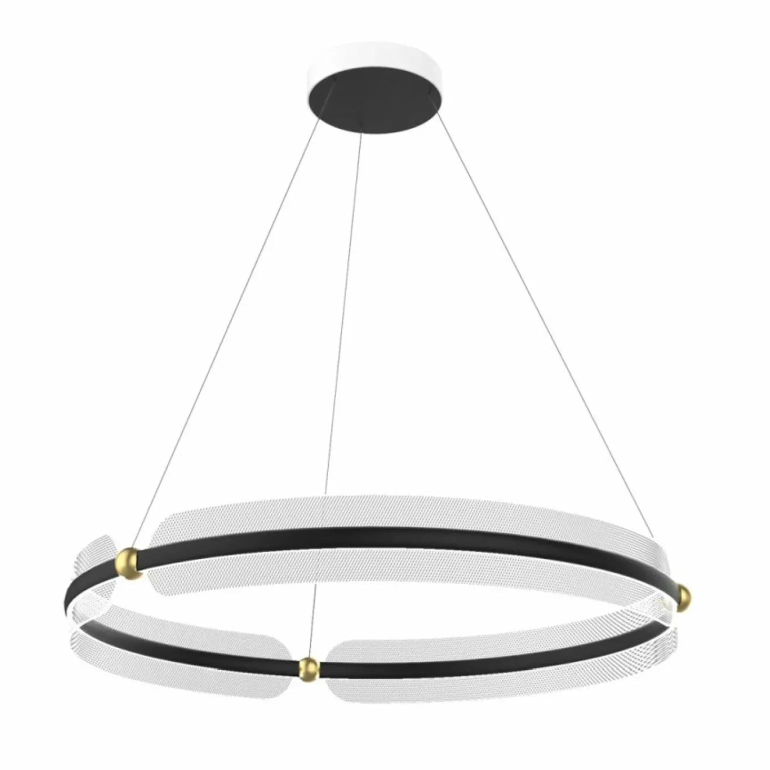 Best Czarna lampa wisząca LED koło PND-62738-53W-3K-BK-GD FARIS | Kaja Żyrandole Nowoczesne