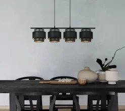Sklep Kaja Czarna lampa wisząca, listwa nad podłużny stół K-5283 z serii AMOS