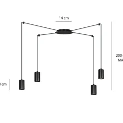 Store Czarna lampa wisząca w stylu industrialnym 524/4 | Kaja Oświetlenie Żyrandole Nowoczesne