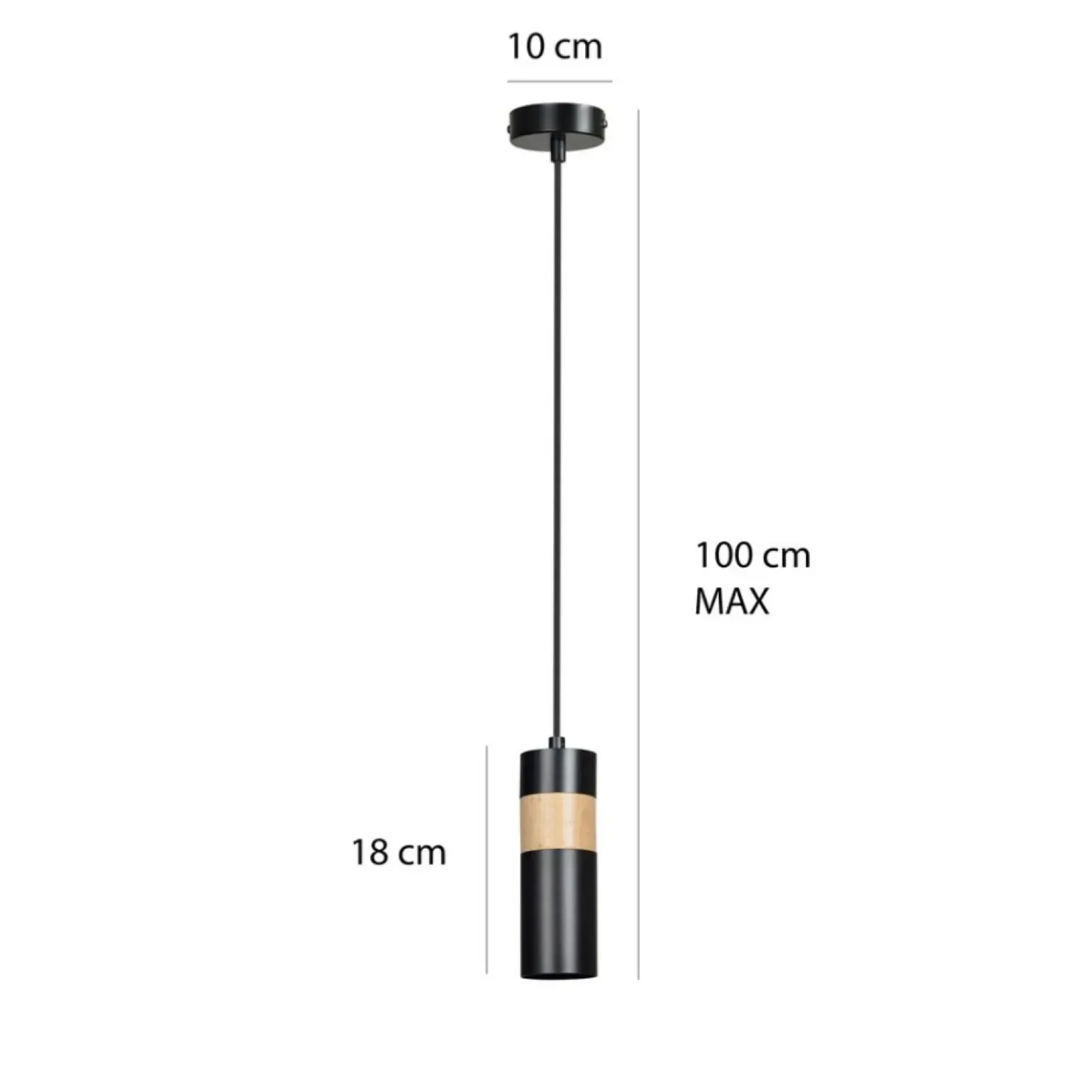 Online Czarna lampa wisząca z drewnianym elementem 732/1 z serii AKA Żyrandole Nowoczesne