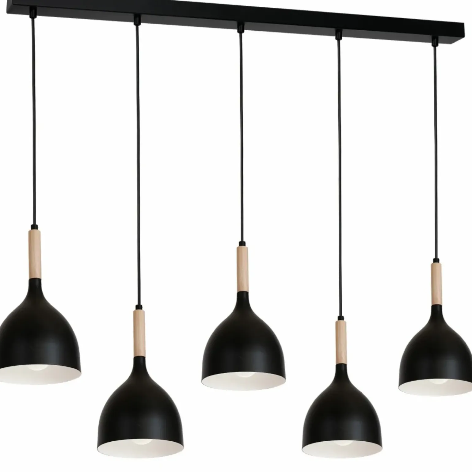 Discount Czarna lampa wisząca z drewnianymi ozdobami LX 1877 z serii NOAK WOOD Żyrandole Nowoczesne