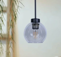 New Czarna lampa wisząca z dymionym kloszem K-4877 z serii ALDAR Żyrandole Nowoczesne