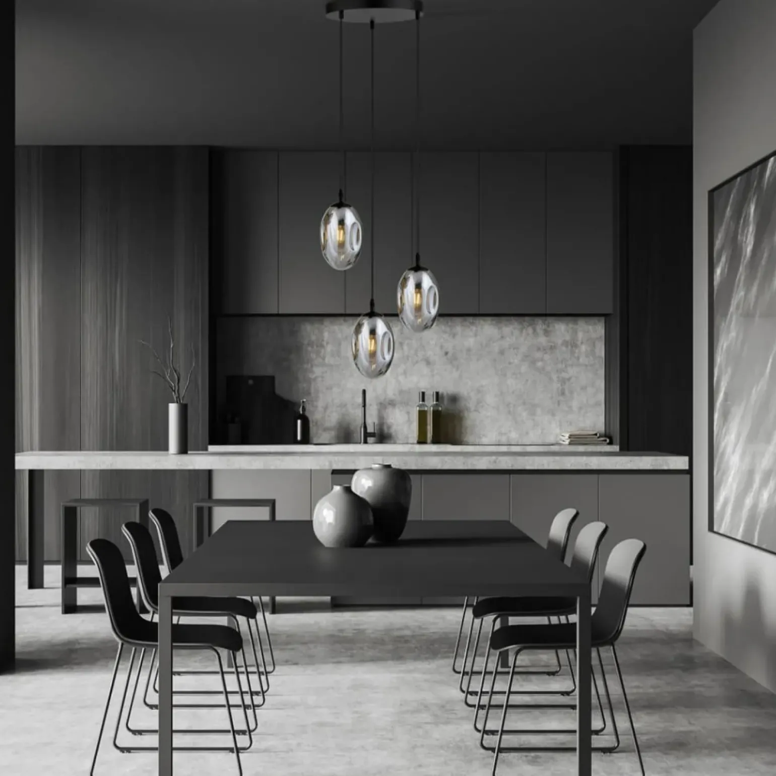 Best Sale Czarna lampa wisząca z grafitowymi kloszami 1266/3PREM z serii ASTRAL Żyrandole Nowoczesne