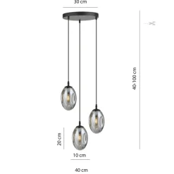 Best Sale Czarna lampa wisząca z grafitowymi kloszami 1266/3PREM z serii ASTRAL Żyrandole Nowoczesne