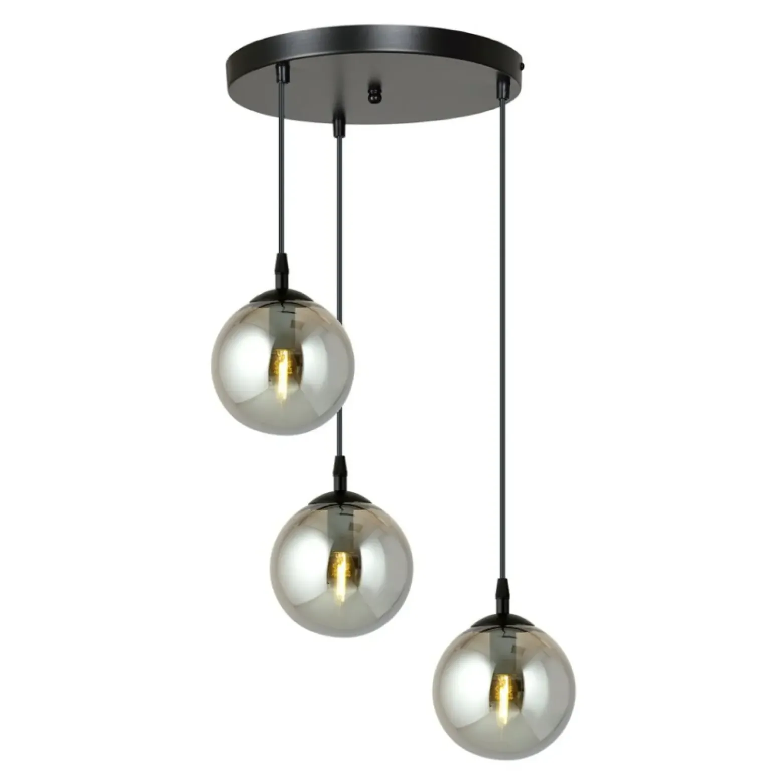 New Czarna lampa wisząca z kloszami do salonu 712/3PREM | Kaja Oświetlenie Żyrandole Nowoczesne