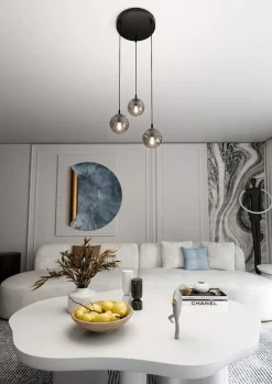 New Czarna lampa wisząca z kloszami do salonu 712/3PREM | Kaja Oświetlenie Żyrandole Nowoczesne