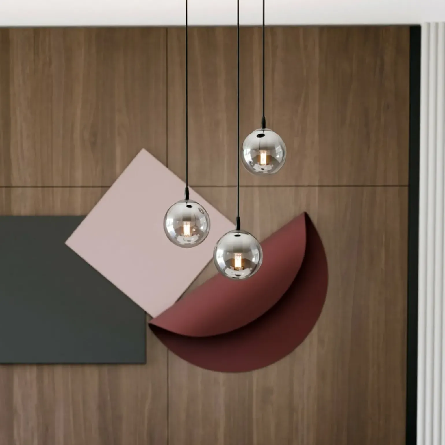 New Czarna lampa wisząca z kloszami do salonu 712/3PREM | Kaja Oświetlenie Żyrandole Nowoczesne