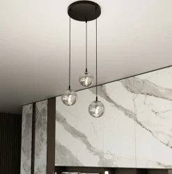 New Czarna lampa wisząca z kloszami do salonu 712/3PREM | Kaja Oświetlenie Żyrandole Nowoczesne