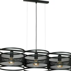 Sklep Kaja Czarna lampa wisząca z ozdobnymi obręczami LX 1121 z serii RIM | Kaja