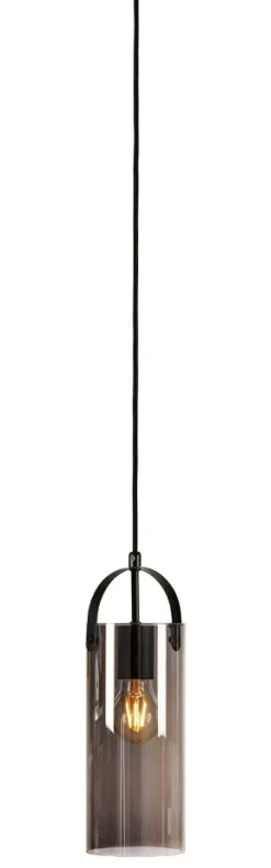 Best Sale Czarna lampa wisząca z przydymionym kloszem 108218 | Kaja Oświetlenie Żyrandole Nowoczesne