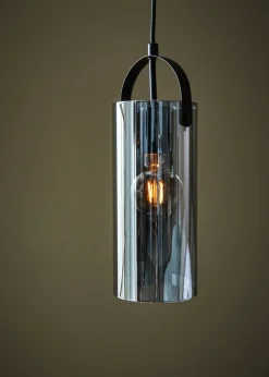 Best Sale Czarna lampa wisząca z przydymionym kloszem 108218 | Kaja Oświetlenie Żyrandole Nowoczesne