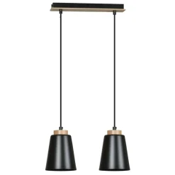 New Czarna lampa wisząca ze zdobieniami drewnianymi 442/2 | Kaja Żyrandole Nowoczesne