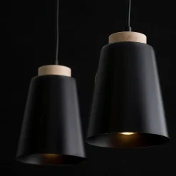 New Czarna lampa wisząca ze zdobieniami drewnianymi 442/2 | Kaja Żyrandole Nowoczesne