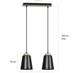 New Czarna lampa wisząca ze zdobieniami drewnianymi 442/2 | Kaja Żyrandole Nowoczesne