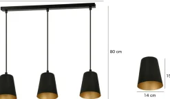 Clearance Czarna lampa wisząca ze złotym wnętrzem klosza 415/3 | Kaja Żyrandole Nowoczesne