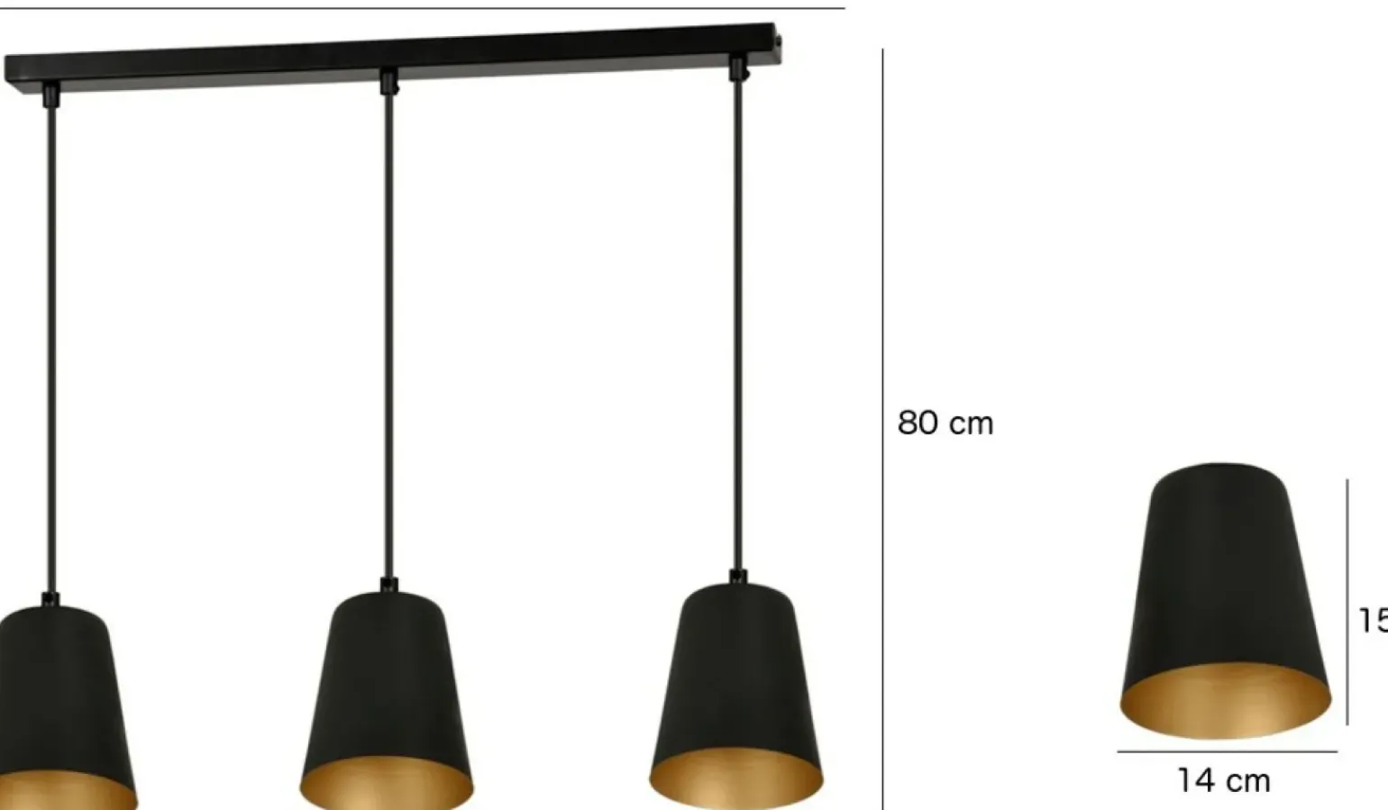 Clearance Czarna lampa wisząca ze złotym wnętrzem klosza 415/3 | Kaja Żyrandole Nowoczesne