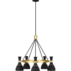 Discount Czarna lampa wisząca ze złotym FE-JOAN5-MB z serii JOAN Żyrandole Nowoczesne